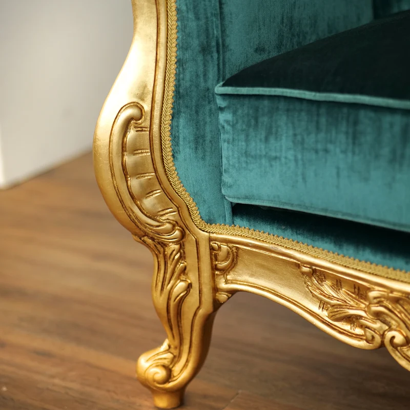 Poltrona Barocca Domizia - Foglia Oro e Velluto – Artigianato Italiano di Lusso