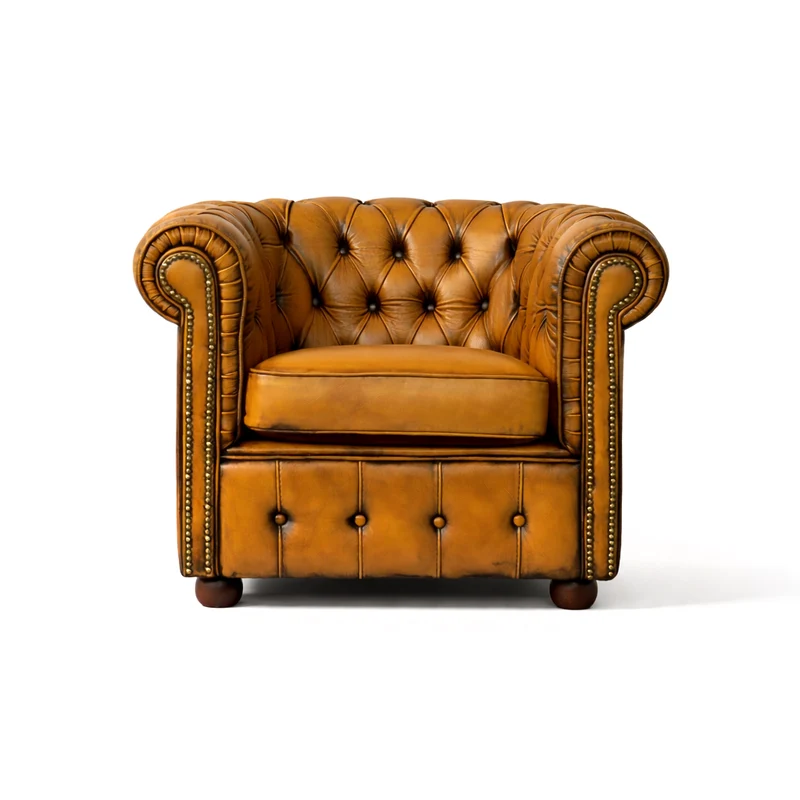 Poltrona Chesterfield Medium Pelle Primo Fiore Premium - Design Iconico