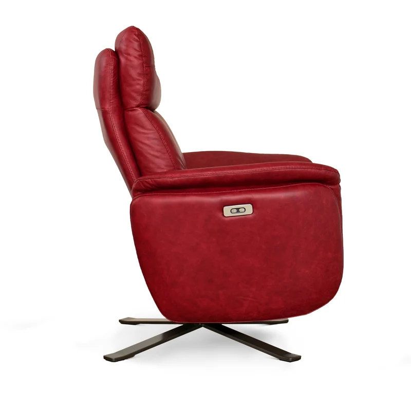 Poltrona Costanza Pelle Fiore Premium - Relax Elettrico 2 Motori - Girevole