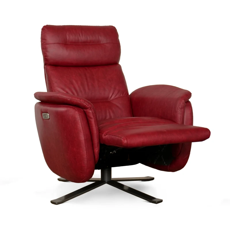 Poltrona Costanza Pelle Fiore Premium - Relax Elettrico 2 Motori - Girevole