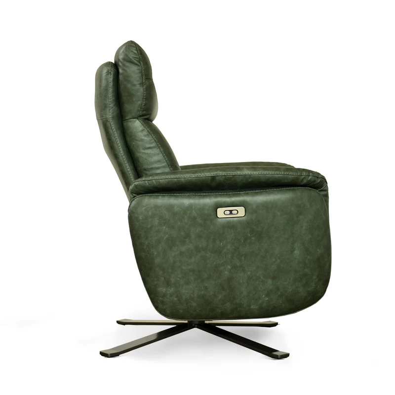 Poltrona Costanza Pelle Fiore Premium - Relax Elettrico 2 Motori - Girevole