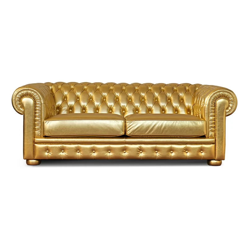 Divano Chester 2 Posti Max Pelle Primo Fiore Oro