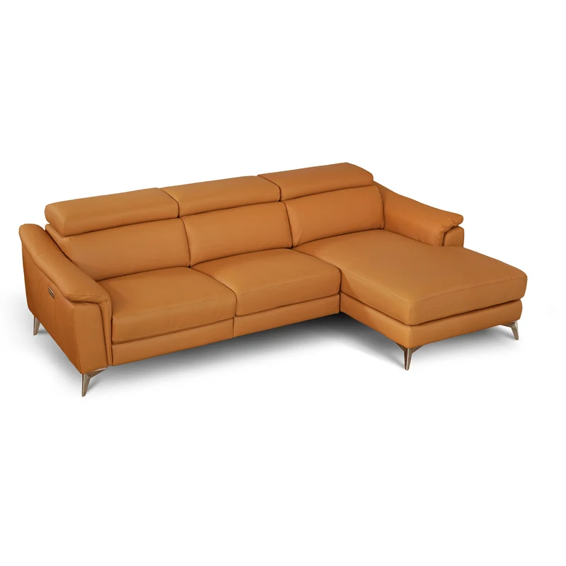 Divano Angolare Flow Relax in Pelle Primo Fiore – Recliner Motorizzato e Chaise Longue , Design Moderno