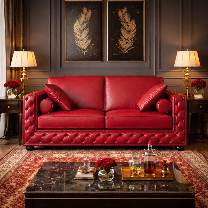 Divano Dimora Chesterfield Pelle Primo Fiore Premium - Design Classico