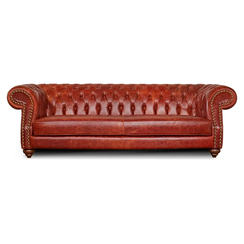 Divano Chesterfield Domus 3 Posti Pelle Primo Fiore Brandy Old England