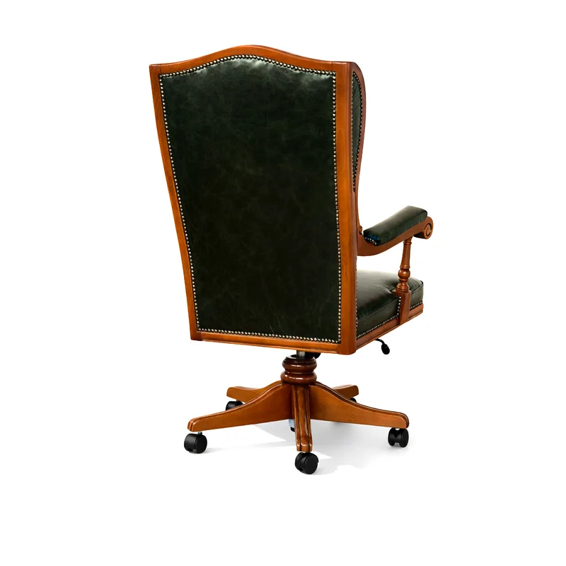 Poltrona Presidenziale Cambridge Chesterfield Pelle Primo Fiore Premium - Legno Massello Scolpito