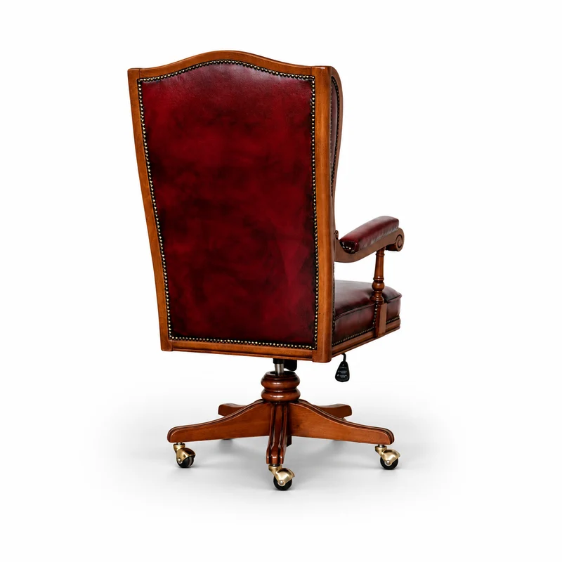Poltrona Presidenziale Cambridge Chesterfield Pelle Primo Fiore Premium - Legno Massello Scolpito