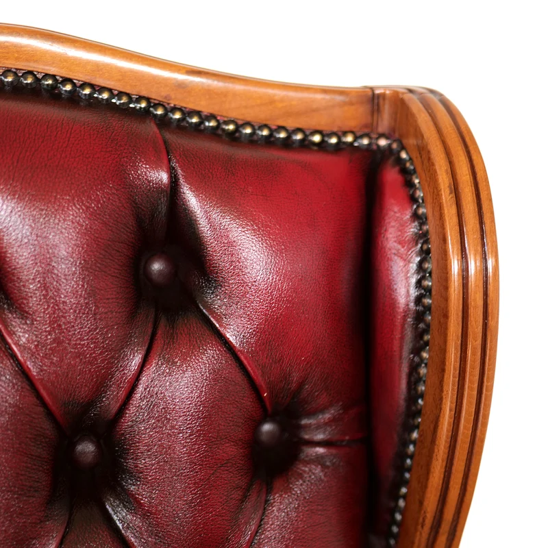 Poltrona Presidenziale Cambridge Chesterfield Pelle Primo Fiore Premium - Legno Massello Scolpito