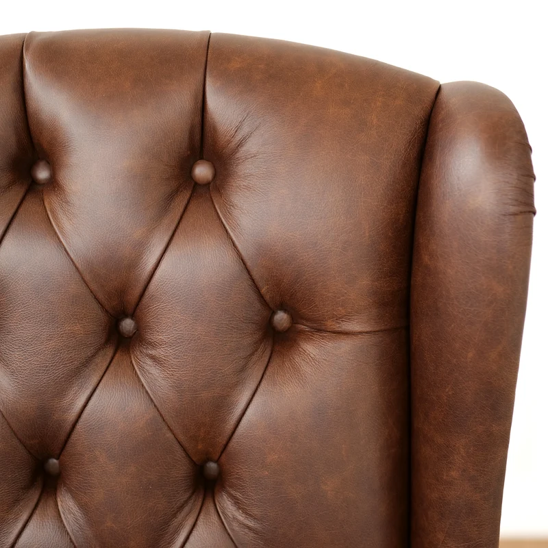 Poltrona Presidenziale Oxford Chesterfield Pelle Primo Fiore Premium - Base in Legno