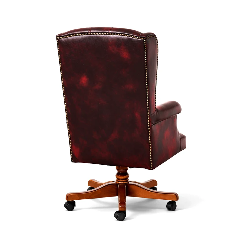 Poltrona Presidenziale Oxford Chesterfield Pelle Primo Fiore Premium - Base in Legno