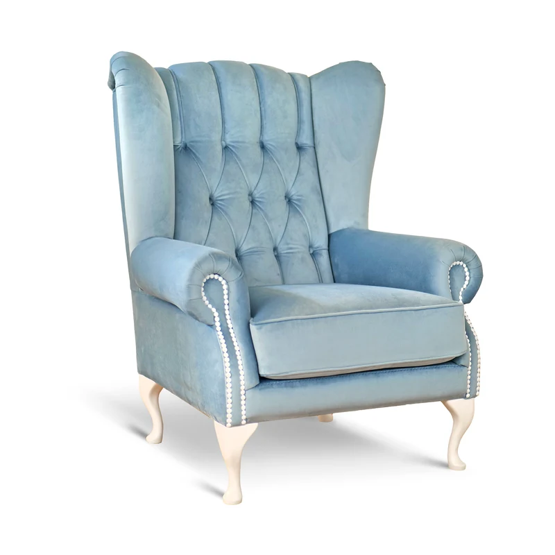 Poltrona Chesterfield Bergere Regina con Poggiapiedi Velluto Premium - Design Iconico