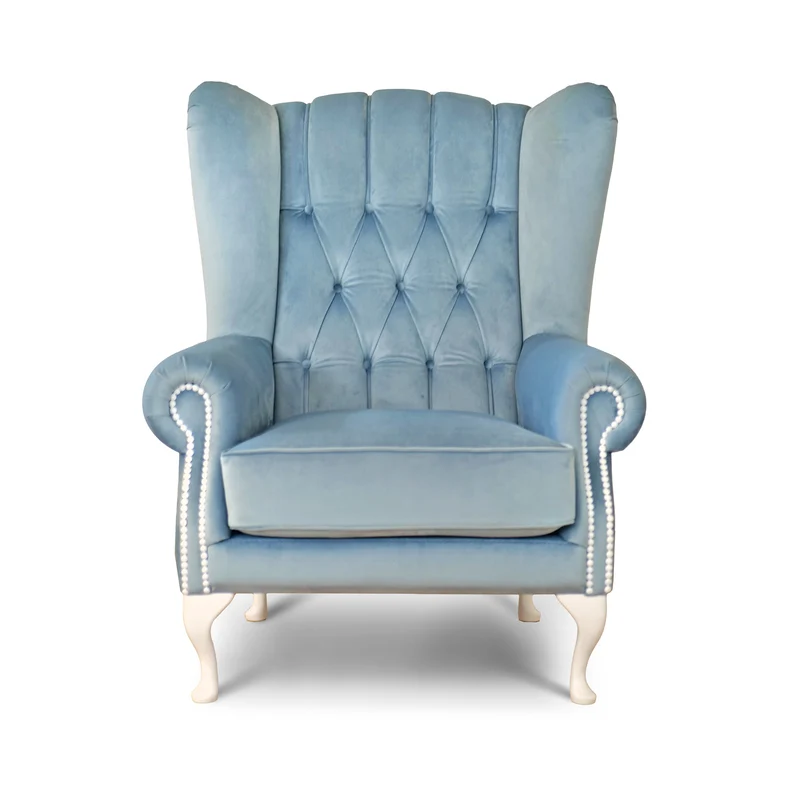 Poltrona Chesterfield Bergere Regina con Poggiapiedi Velluto Premium - Design Iconico