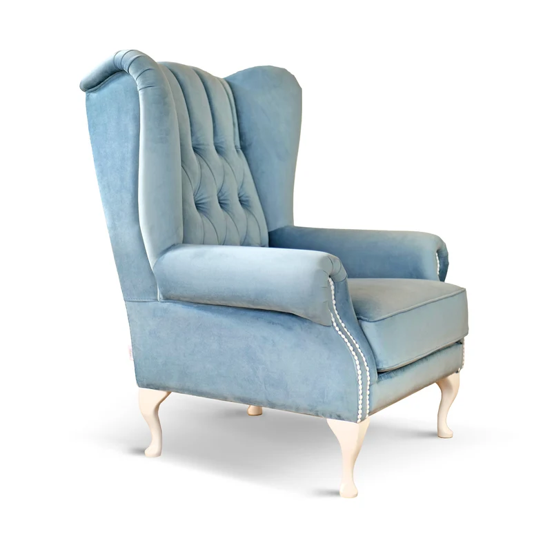 Poltrona Chesterfield Bergere Regina con Poggiapiedi Velluto Premium - Design Iconico