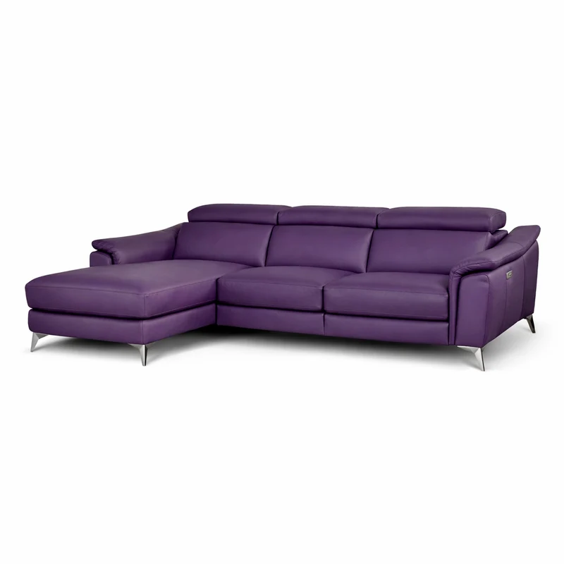 Divano Angolare Flow Relax in Pelle Primo Fiore – Recliner Motorizzato e Chaise Longue , Design Moderno