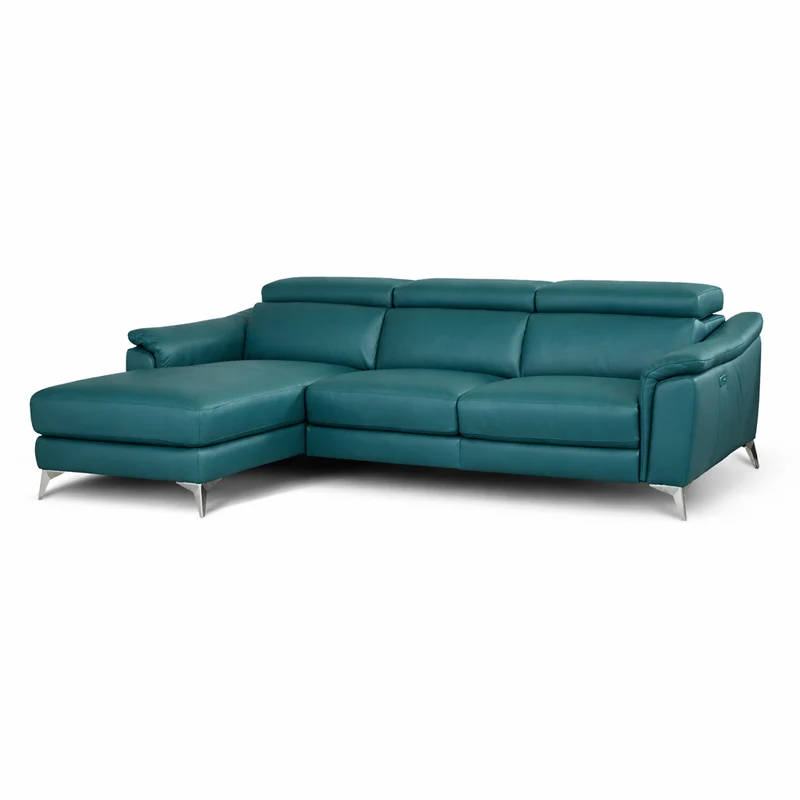 Divano Angolare Flow Relax in Pelle Primo Fiore – Recliner Motorizzato e Chaise Longue , Design Moderno