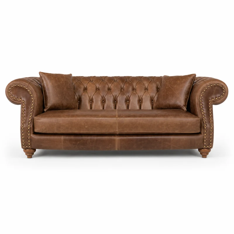 Divano Chesterfield Domus Pelle Primo Fiore Premium - Design Vintage