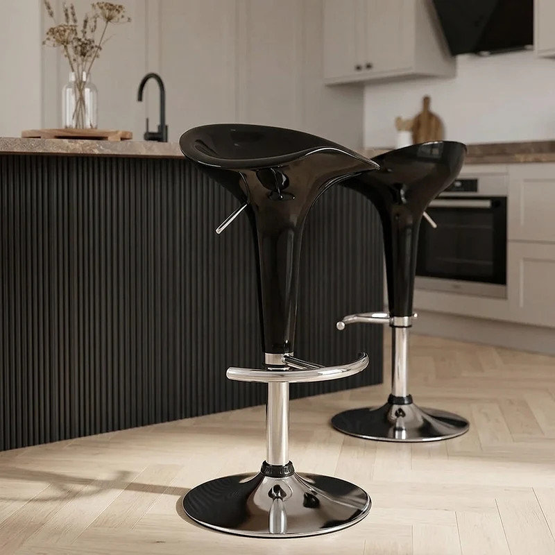 Sgabello Plastica Cromato - Gloss Coco Nero