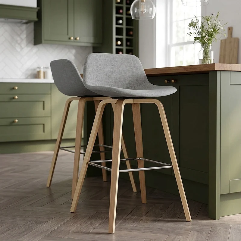 Sgabello Tessuto Quercia - Reef Grigio