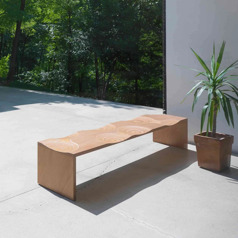 Outdoor Wooden Bench RIPPLES by Toyo Ito for Horm