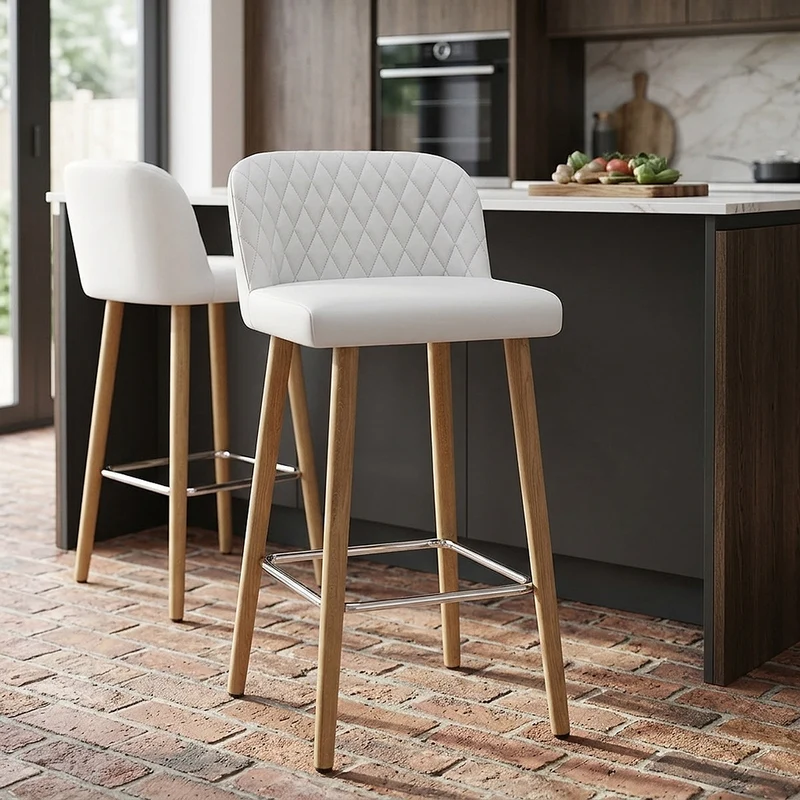 Sgabello Ecopelle Quercia - Pacific Bianco