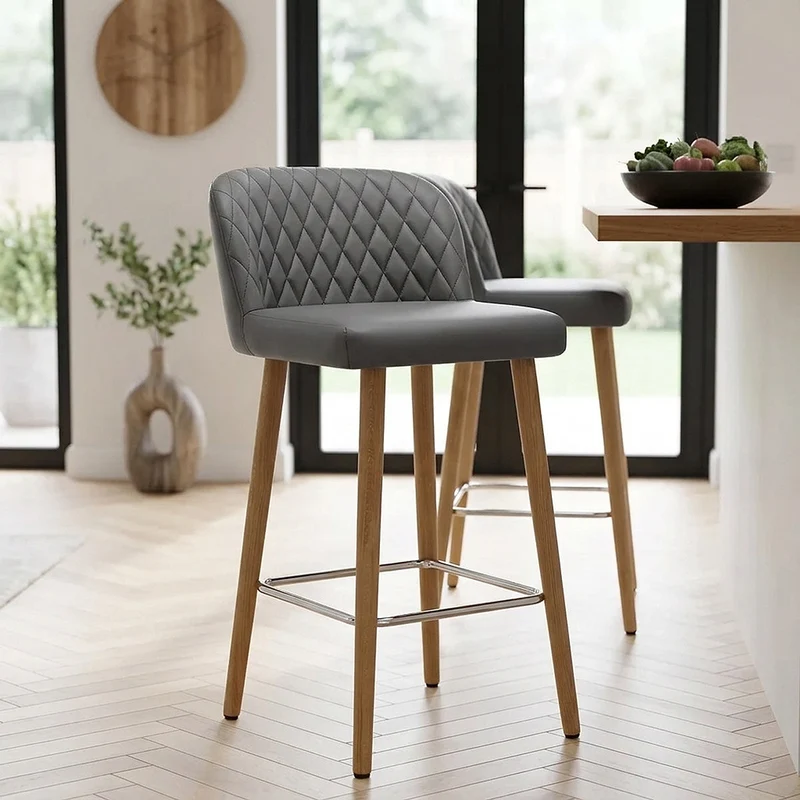 Sgabello Ecopelle Quercia - Pacific Grigio