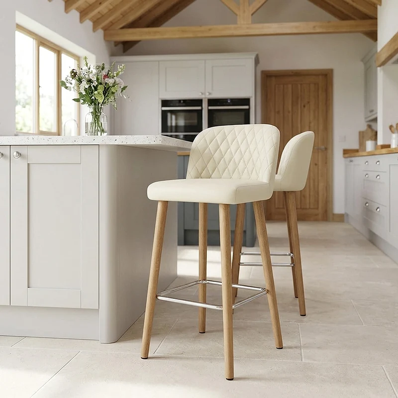 Sgabello Ecopelle Quercia - Pacific Crema