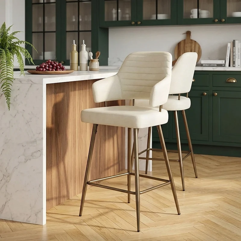 Sgabello Ecopelle Bronzo - Hampton Crema