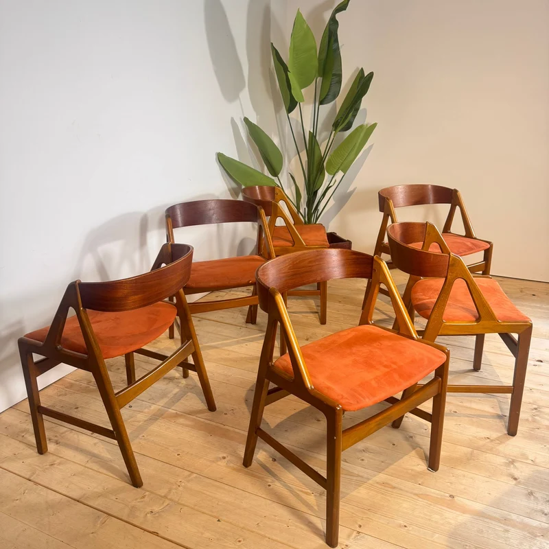 Set di 6 sedie Model 71 di Henning Kjærnulf per Boltinge Stolefabrik, anni ’60