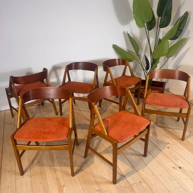Set di 6 sedie Model 71 di Henning Kjærnulf per Boltinge Stolefabrik, anni ’60