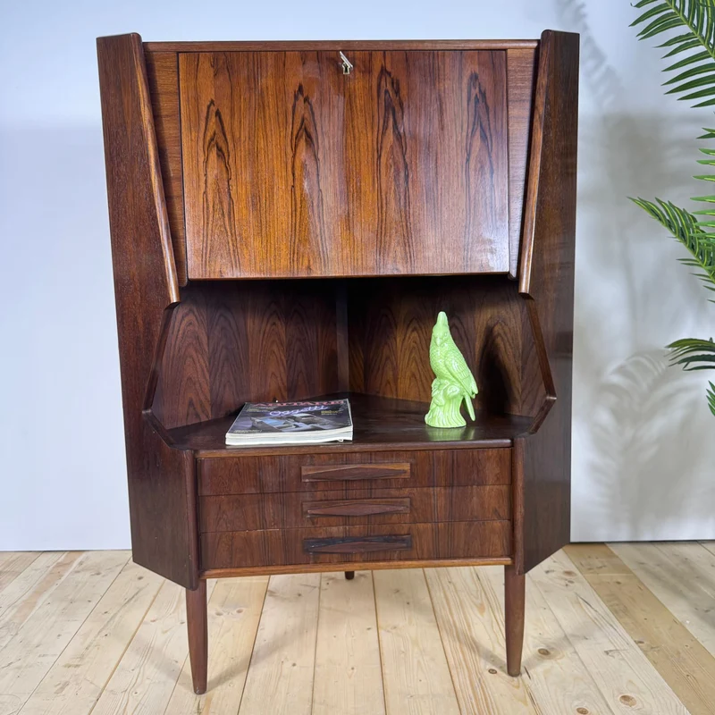 Mobile Bar Angolare Mid-Century Modern in Palissandro