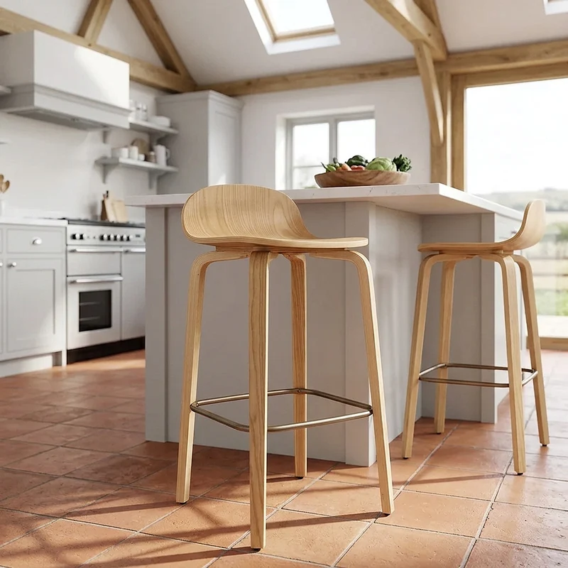 Sgabello Legno - Curve Quercia Lucida