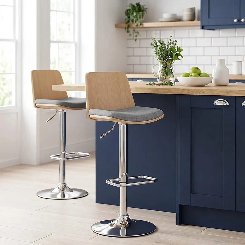 Sgabello Tessuto Cromato - Crest Grigio