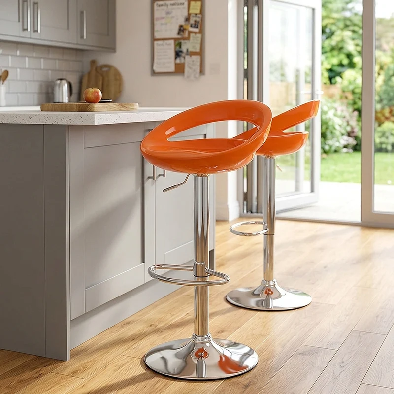 Sgabello Plastica Cromato - Crescent Arancione