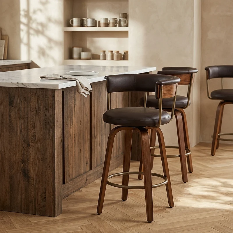 Sgabello Ecopelle Noce - Costa Marrone