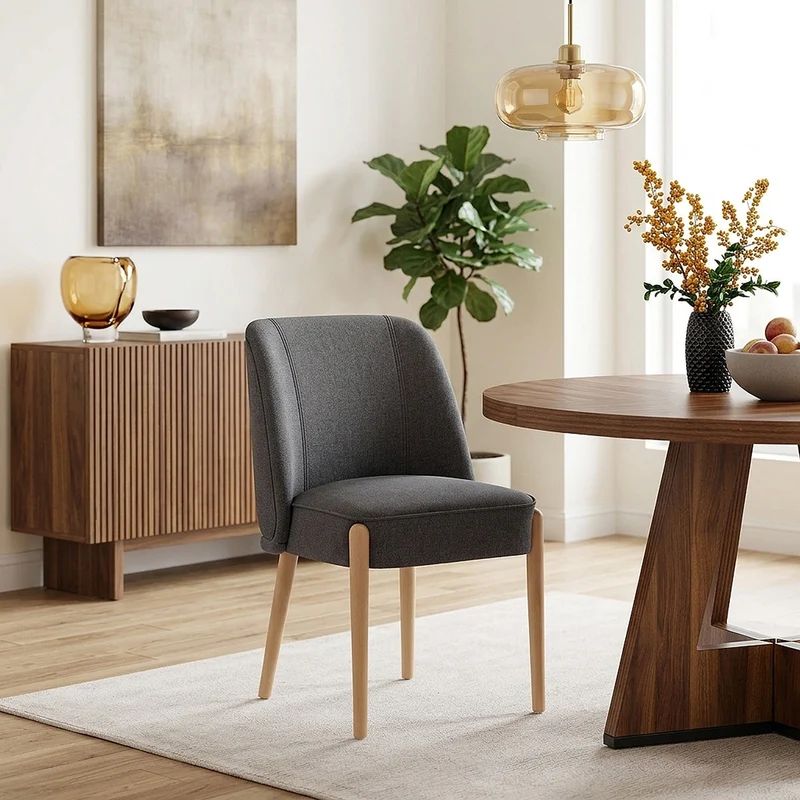 Sedia Tessuto Legno - Avon Grigio Scuro