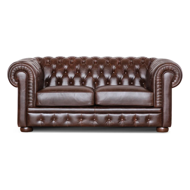 Divano Chesterfield pelle fiore testa di moro