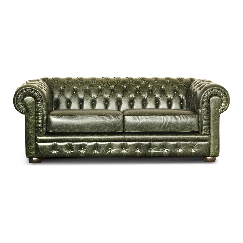 Divano Chesterfield Pelle Fiore verde old England