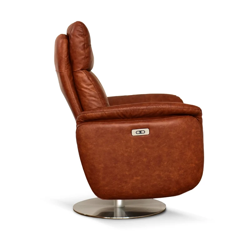 Poltrona Costanza Pelle Fiore Premium - Relax Elettrico 2 Motori - Girevole