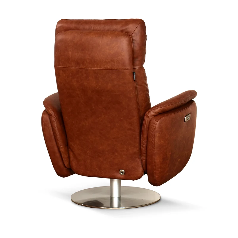 Poltrona Costanza Pelle Fiore Premium - Relax Elettrico 2 Motori - Girevole