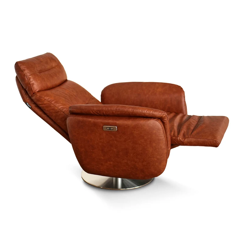 Poltrona Costanza Pelle Fiore Premium - Relax Elettrico 2 Motori - Girevole