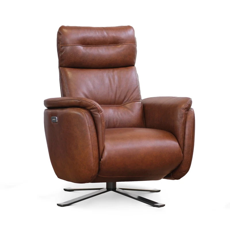 Poltrona Costanza Pelle Fiore Premium - Relax Elettrico 2 Motori - Girevole