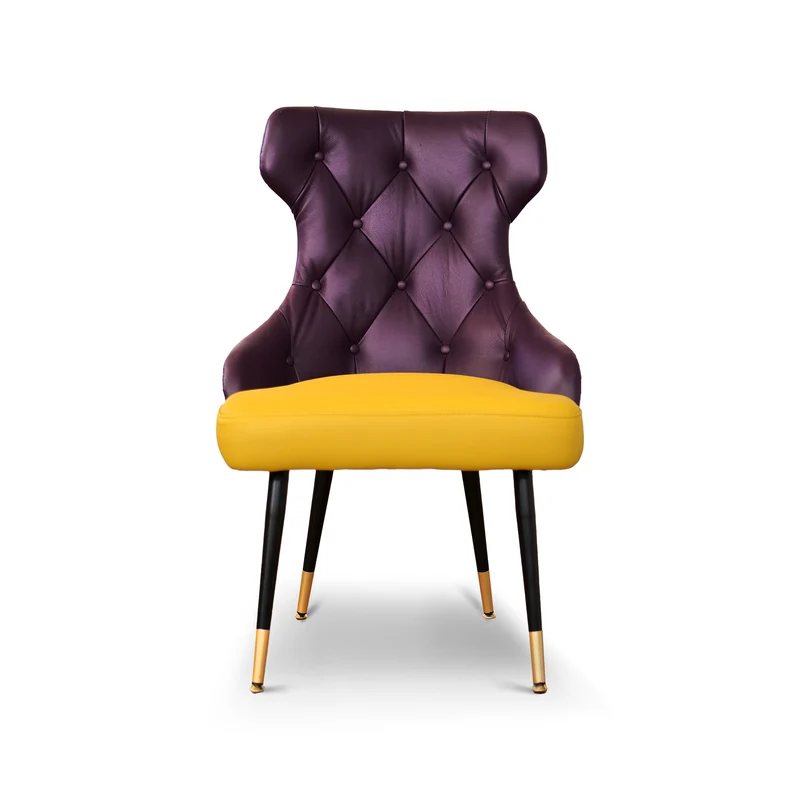 Sedia Cosmo in Pelle Primo Fiore Premium - Gambe Coniche Acciaio - Design Iconico