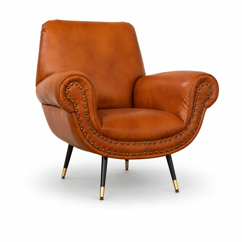 Poltrona Vico Pelle Primo Fiore Premium - Iconica, Finiture di Pregio