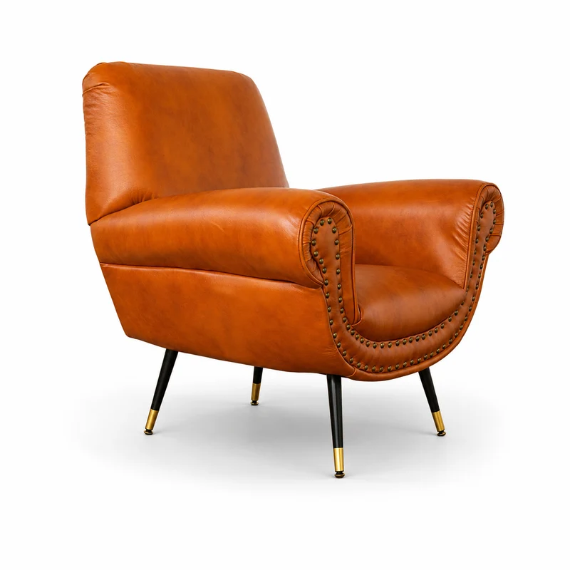 Poltrona Vico Pelle Primo Fiore Premium - Iconica, Finiture di Pregio