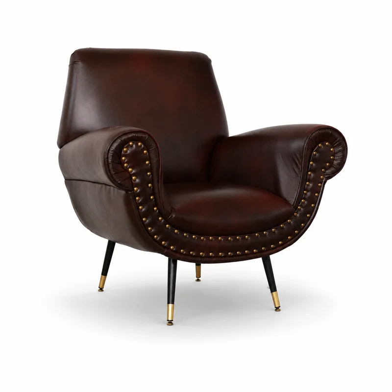 Poltrona Vico Pelle Primo Fiore Premium - Iconica, Finiture di Pregio