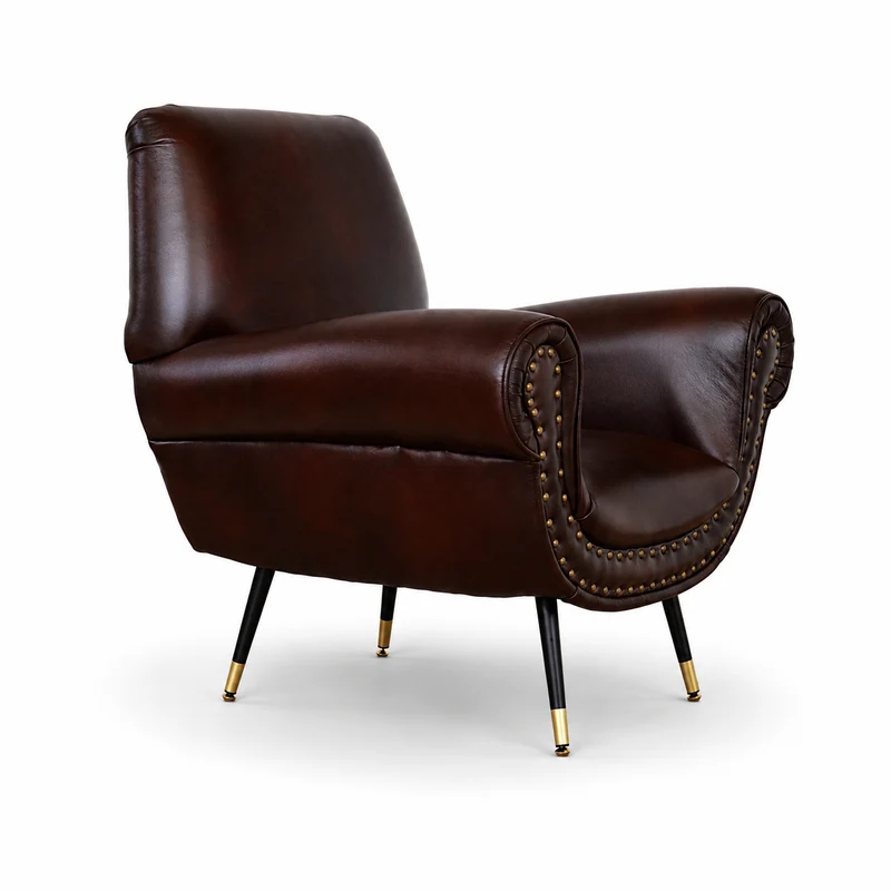 Poltrona Vico Pelle Primo Fiore Premium - Iconica, Finiture di Pregio