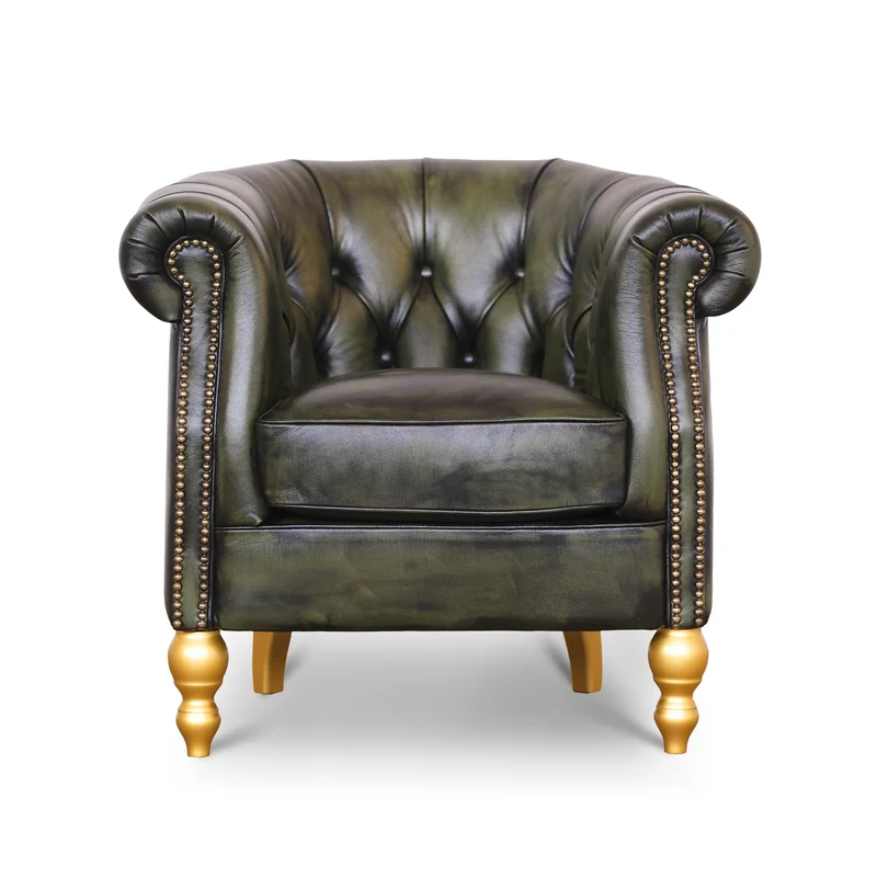 Poltrona Chesterina Pelle Primo Fiore Premium - Design Iconico