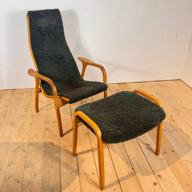 Poltrona Lamino verde di Yngve Ekström per Swedese, 1960