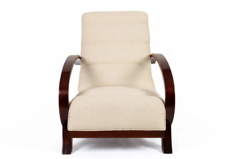 Poltrona vintage, Svezia anni 30, tessuto boucle di lino di Nobilis