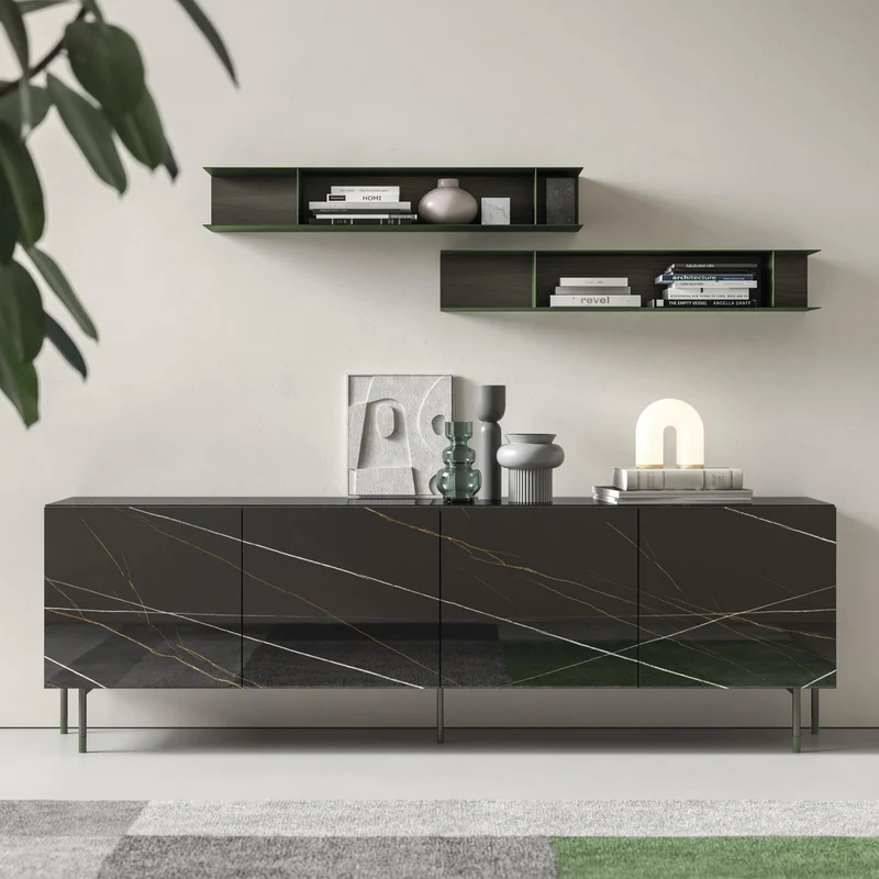 Vitro 02-23 Sideboard by Orme Design – Italian Glass & Marble Effect